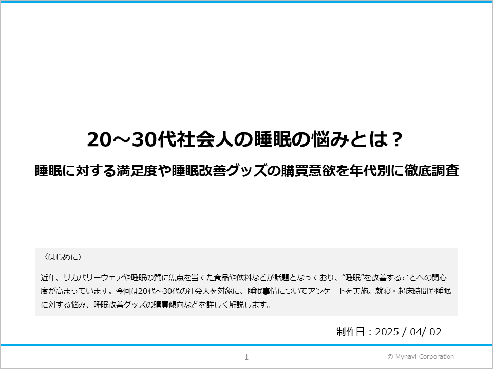 20・30代社会人の睡眠に関する調査